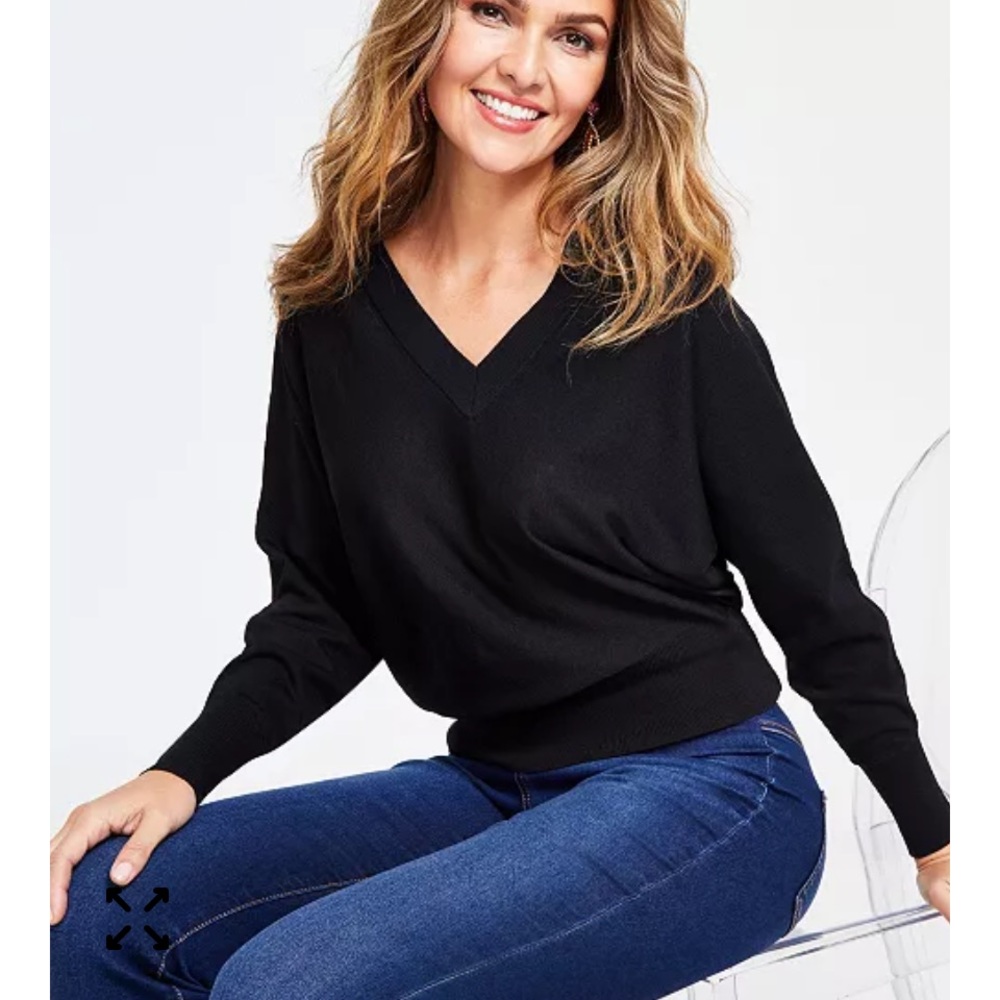 INC International Concepts Black V-Neck Sweater worn once XL